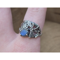 Echt zilveren ring met Labradoriet en libel